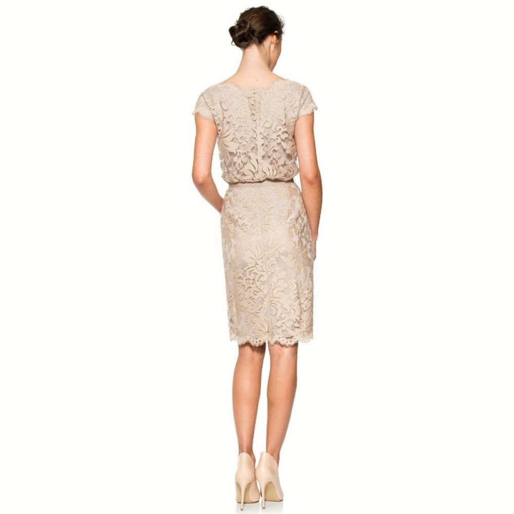 Tadashi Shoji Lace Embroidered Floral Greta Wedding Cocktail Sheath Wrap Dress - Picture 4 of 7